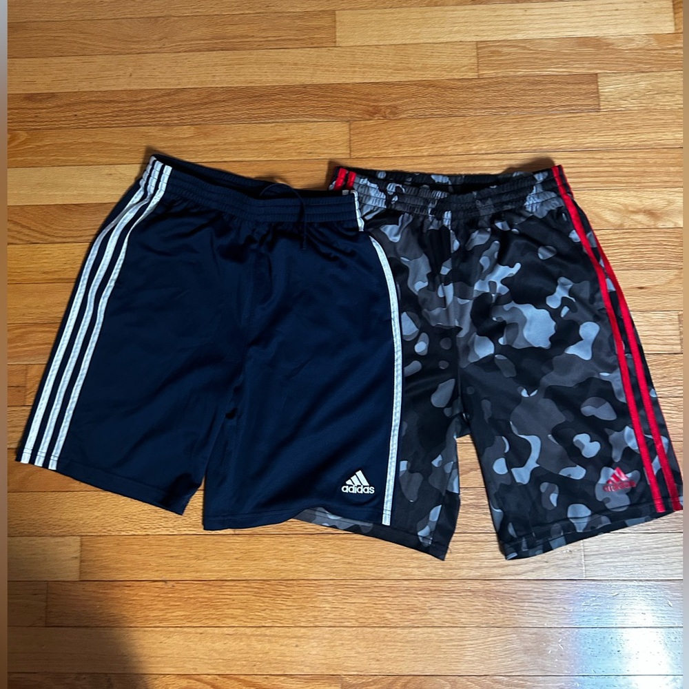 adidas Kids Shorts - Black and Camouflage with Red Accents